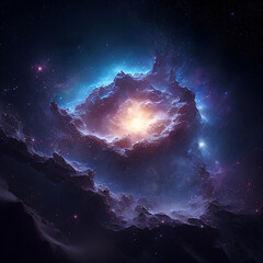 Wall Mural - Universe - spiral galaxy with stars in space. Abstract cosmos background. Generative AI 