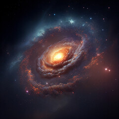 Universe - spiral galaxy with stars in space. Abstract cosmos background. Generative AI 