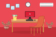 © Designbee - Office interior workplace with Room Vector illustration