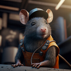 rats in architect uniforms. Generative AI