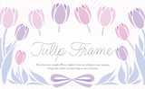 Fototapeta Tulipany - コピースペースのある可愛い春のお花のチューリップフレームのベクター素材_ピンク紫ストライプ_横長