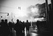 © Mighty - Riot on the street with smoke around, Generative Ai