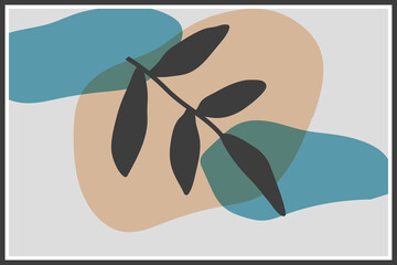 Wall Mural - minimal art. plant artistic. boho floral hand drawn vector background with abstract plant.