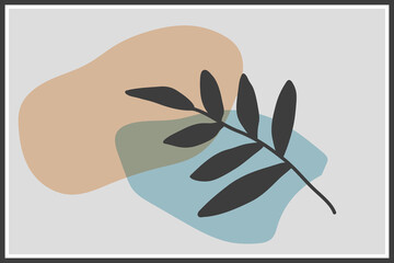 Wall Mural - minimal art. plant artistic. boho floral hand drawn vector background with abstract plant.
