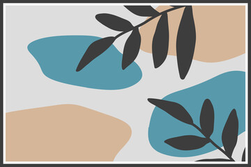 Wall Mural - minimal art. plant artistic. boho floral hand drawn vector background with abstract plant.