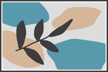 Wall Mural - minimal art. plant artistic. boho floral hand drawn vector background with abstract plant.