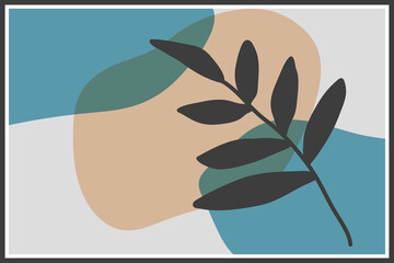 Wall Mural - minimal art. plant artistic. boho floral hand drawn vector background with abstract plant.