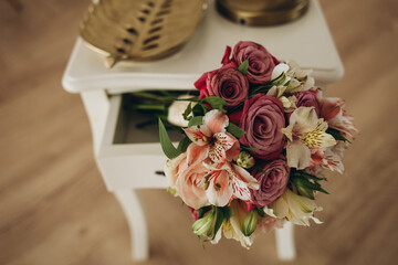 Wall Mural - wedding bride's bouquet. vintage toned picture. married bouquet