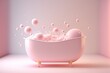 A pink bathtub in a pink bathroom. Generative AI.