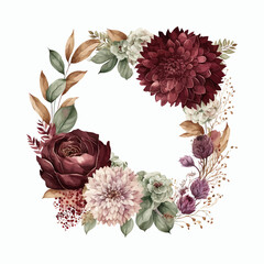 Wall Mural - watercolor floral illustration. decorative elements template. flat cartoon illustration isolated on 