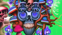 Seamless Generative Ai Motion Colorful Animation Of Graffiti Painting Of Mexican Skulls. Digital Image Painted Illustration Of Halloween Videoloop Cubist Style With Markers.