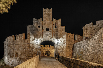 Wall Mural - Historical Saint Paul's gate is entrance to the old town of Rhodes city in Rhodes island, Greece.