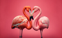 Two Lovers Flamingos. Generative AI,