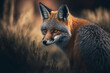 Portrait of fox, ai generative illustration.