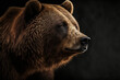 Close-up portrait of grizzly bear, ai generative illustration.