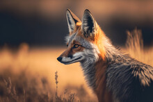 Red Fox, Ai Generative Illustration.