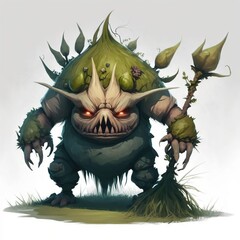 Canvas Print - Fantasy RPG fat goblin illustration, created with generative ai