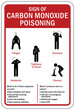 Carbon Monoxide safety sign and labels signs of carbon monoxide poisoning