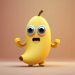 © StockSnap - Cute Happy Banana Character Cartoon 3D. Generative AI