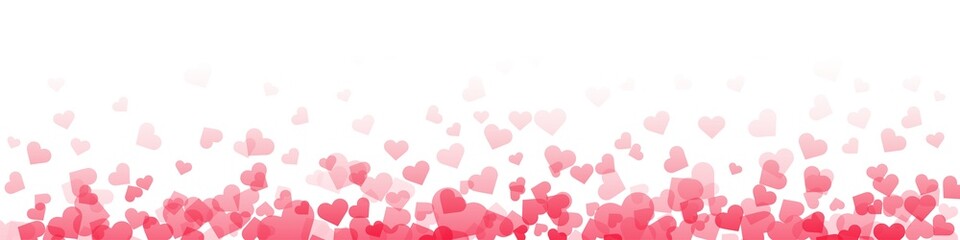 Wall Mural - Love valentine background with pink petals of hearts on transparent background. Vector banner, postcard, background.The 14th of February. PNG image