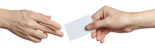 Hands Sharing Blank Card Or A Ticket/flyer, Cut Out
