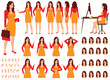 businesswoman character set in different poses isolated vector illustrtion