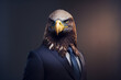 Portrait eagle in a business suit on isolated background, generative ai