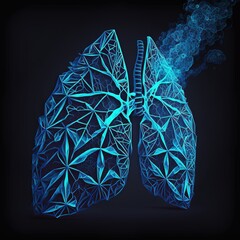 Human Lung Illustrations design 3d smoked iron metal gold wooden with isolated dark background generative ai
