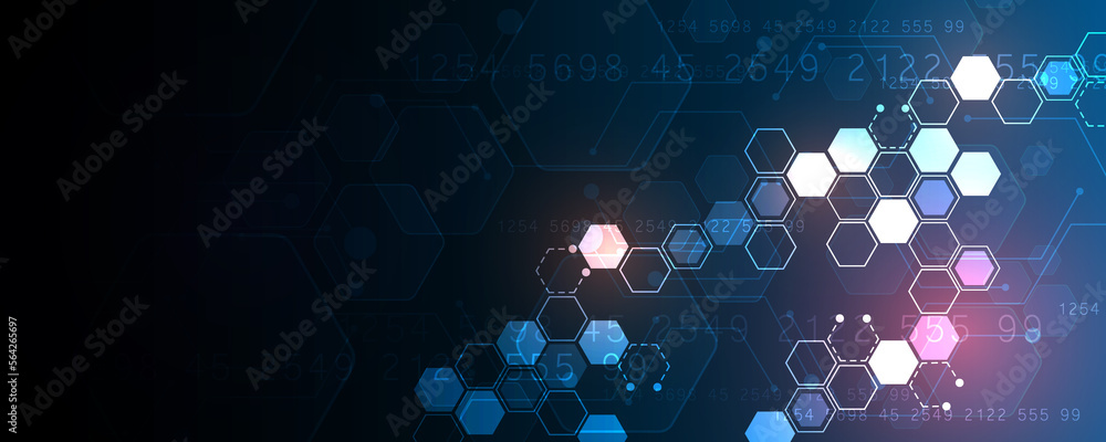 hexagonal abstract background image future data communication network ...