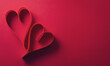 canvas print picture - Love and Valentine's day concept made from paper hearts on dark red background.