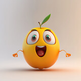 Fototapeta  - Cute Happy Mango Character Cartoon 3D. Generative AI