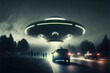 ufo over the city made with generative ai
