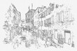 Sketch drawing picture street view of Venice beautiful landmark at Italy, Venezia Italy.