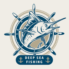 Sticker - Fishing business logotype vintage colorful