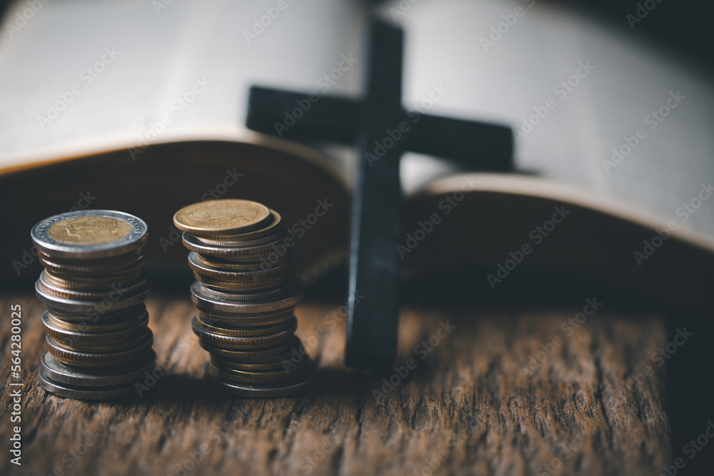 Photo Stock One tenth or tithe is basis on which Bible teaches us to ...