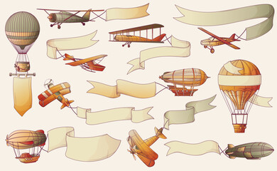 Poster - Retro Aircraft Ribbons Set