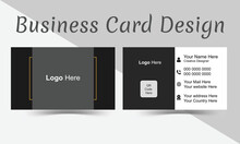 Modern And Creative Business Card Design With QR Code. Black And White Theme. Vector Print Template.