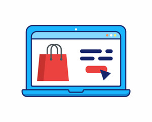 Wall Mural - online shopping or digital store on computer laptop screen, e-shop.