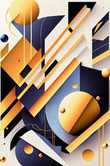 Wall Mural - Abstract wall art painting with colorful abstract shapes. Generative Ai