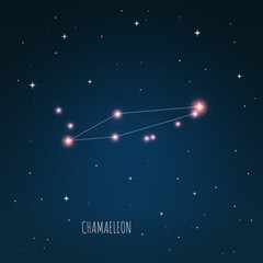 Wall Mural - constellation chamaeleon scheme in starry sky. open space. vector illustration, constellation throug