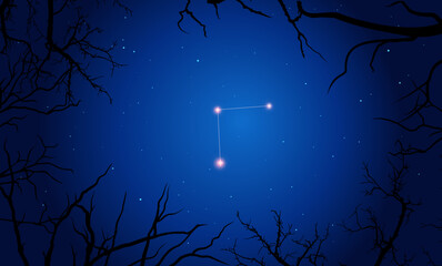 Wall Mural - illustration of coma berenices constellation. bright constellation in open space, blue sky. starry s