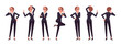 © andrew_rybalko - Attractive businesswoman set, negative emotion poses. Office girl, female manager workwear chic jacket pants outfit for work occasion. Vector flat style cartoon character isolated, white background