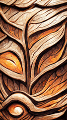 Wall Mural - Mayan style Hand Painted oak wood texture in top down style illustration Generative AI Content by Midjourney