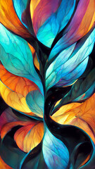 Wall Mural - black gradient glass fractal colorful photo realistic illustration generative ai content by midjourn