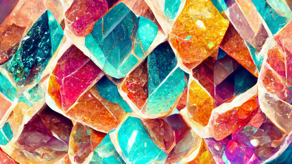 Wall Mural - multilayer pattern of interlocking gems diamonds illustration generative ai content by midjourney