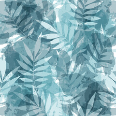 Wall Mural - Leaves Pattern. Watercolor leaves seamless vector background, jungle print textured