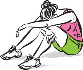 Wall Mural - athlete runner tired resting woman girl vector illustration