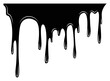 Paint dripping liquid. Flowing oil stain. Set of black drips. Abstract flow stencil, current ink streak or fluid smudge. Vector illustration on white background