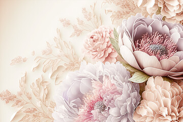 Soft Pink flowers for wedding background. Valentine's day flowers background. Generative AI