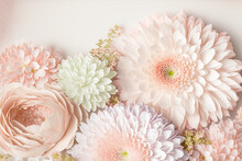 Soft Pink Flowers For Wedding Background. Valentine's Day Flowers Background. Generative AI